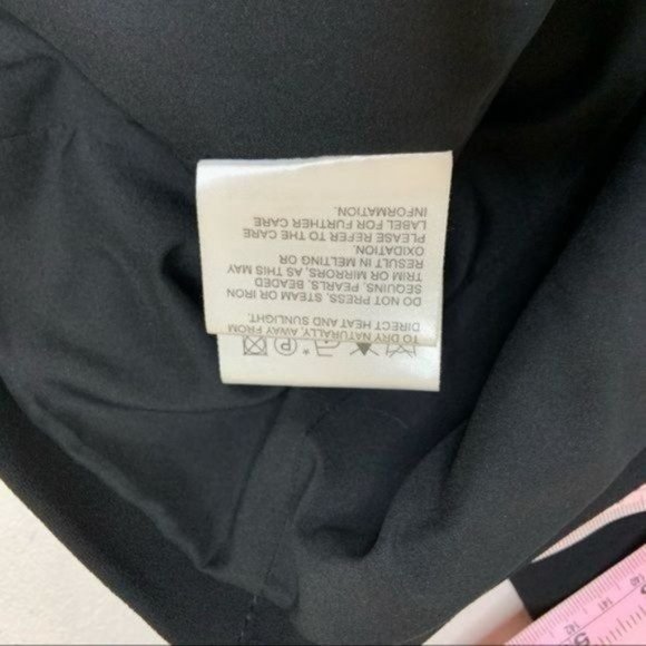 KAREN MILLEN BOAT NECK SILK ACCENT EMBELLISHED SHEATH DRESS KNEE LENGTH BLACK 8 - Picture 12 of 13